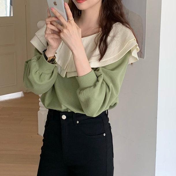 ダブルフリルカラートップス 5094-画像7-韓国ファッション通販POPREA［ポップリア］