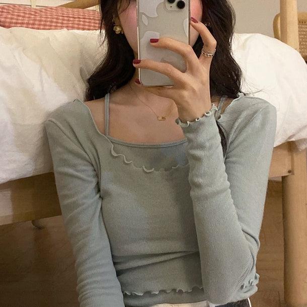 レイヤードメロースリムトップス 5116-画像7-韓国ファッション通販POPREA［ポップリア］