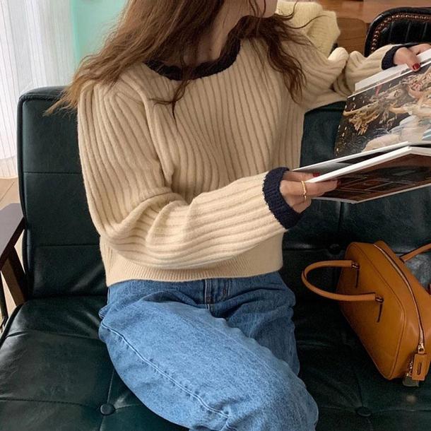 あったかシンプルリブショートニット 4853-画像8-韓国ファッション通販POPREA［ポップリア］