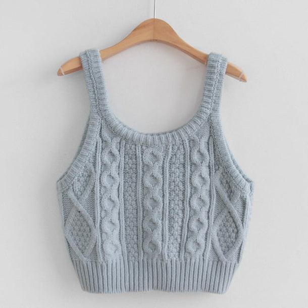 ワイシャツ＆ツイスト編みブルーベスト 5134-画像8-韓国ファッション通販POPREA［ポップリア］