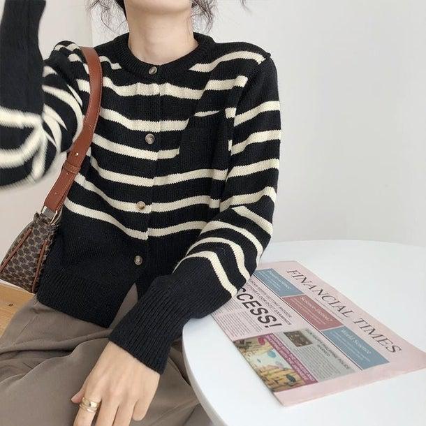 ベーシックボーダーカーディガン 4939-画像8-韓国ファッション通販POPREA［ポップリア］