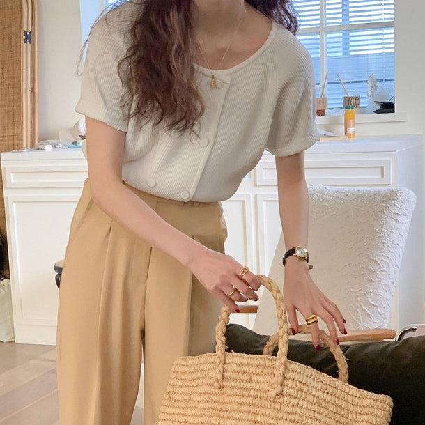 ノーカラーダブルボタンニット 5228-画像8-韓国ファッション通販POPREA［ポップリア］