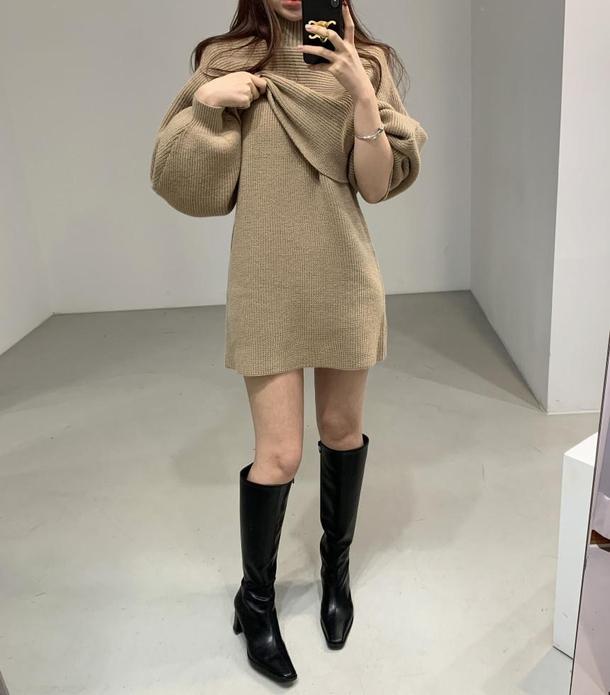 ハイネックニットトップス＆ミニワンピース 4815-画像8-韓国ファッション通販POPREA［ポップリア］