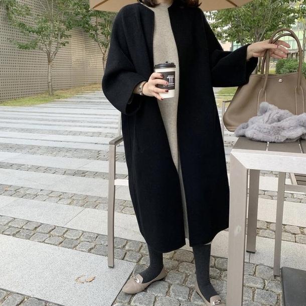 ノーカラーソフトタッチカーディガンコート 4840-画像8-韓国ファッション通販POPREA［ポップリア］