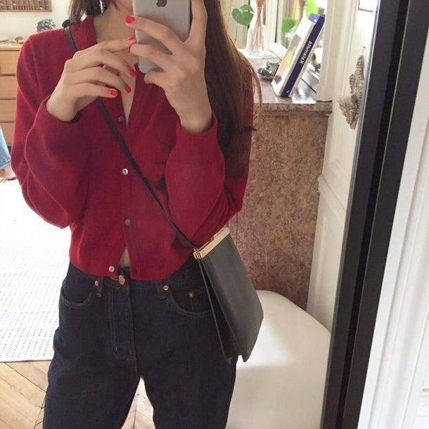 ラウンドネックショートカーディガン 4972-画像8-韓国ファッション通販POPREA［ポップリア］