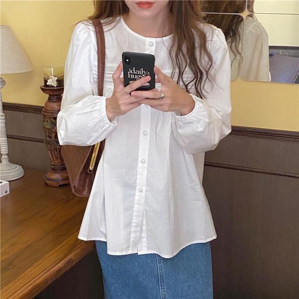 ベーシックピンタックシャツ 4744-画像8-韓国ファッション通販POPREA［ポップリア］