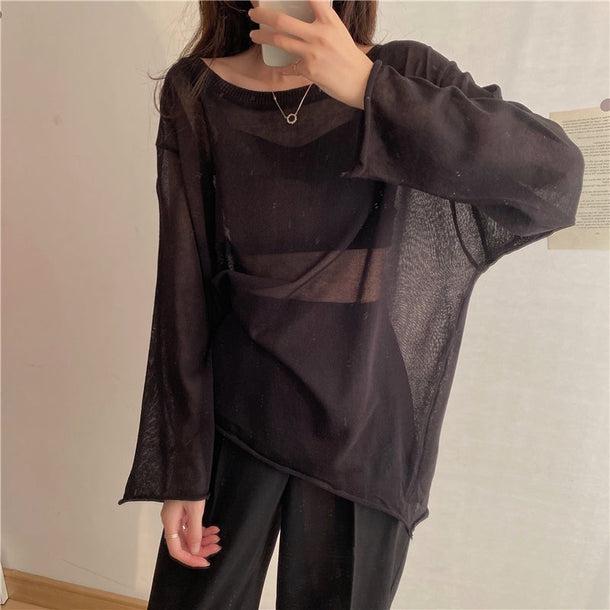 ラウンドネックシアートップス 5101-画像8-韓国ファッション通販POPREA［ポップリア］