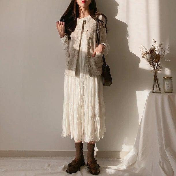 プリーツティアードシフォンワンピ 4995-画像8-韓国ファッション通販POPREA［ポップリア］