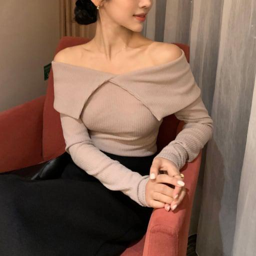 オフショルカラーリブニット 5036-画像8-韓国ファッション通販POPREA［ポップリア］