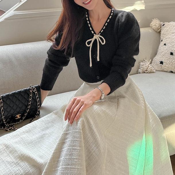 ステッチラインリボンデザインニット ﻿﻿ 5742-画像8-韓国ファッション通販POPREA［ポップリア］