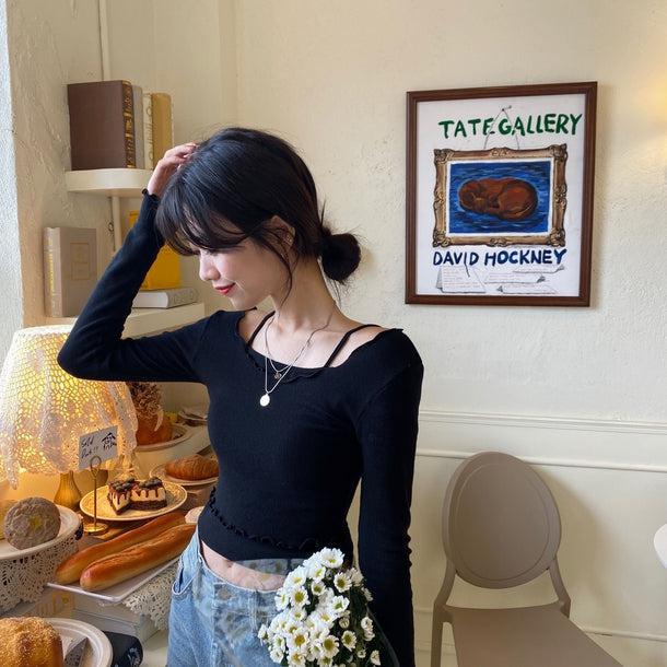 レイヤードメロースリムトップス 5116-画像8-韓国ファッション通販POPREA［ポップリア］