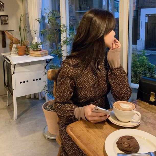 レトロフラワーVネックワンピ 4763-画像8-韓国ファッション通販POPREA［ポップリア］