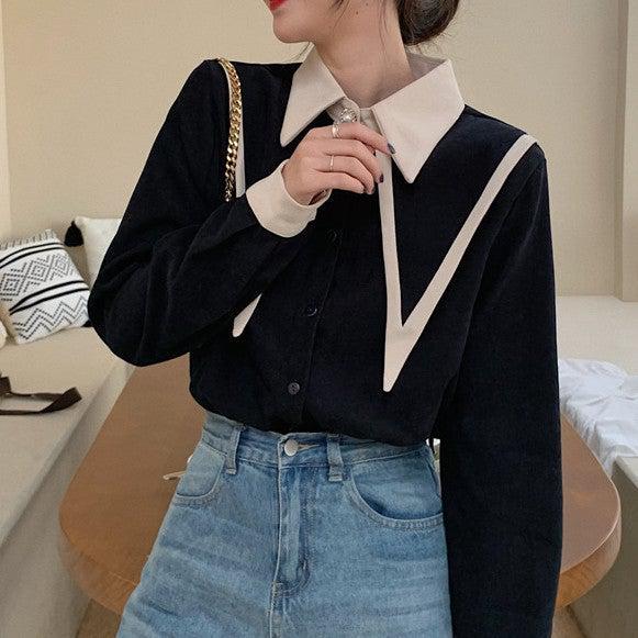 バイカラーレトロシャツ 4987-画像8-韓国ファッション通販POPREA［ポップリア］