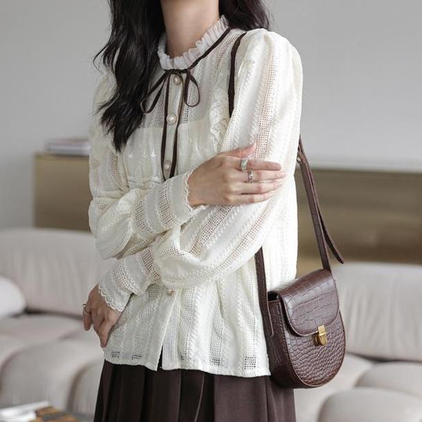 フリルハイネックレースリボンタイブラウス 4922-画像8-韓国ファッション通販POPREA［ポップリア］