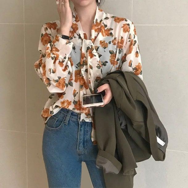 フラワータイリボンブラウス 4991-画像8-韓国ファッション通販POPREA［ポップリア］