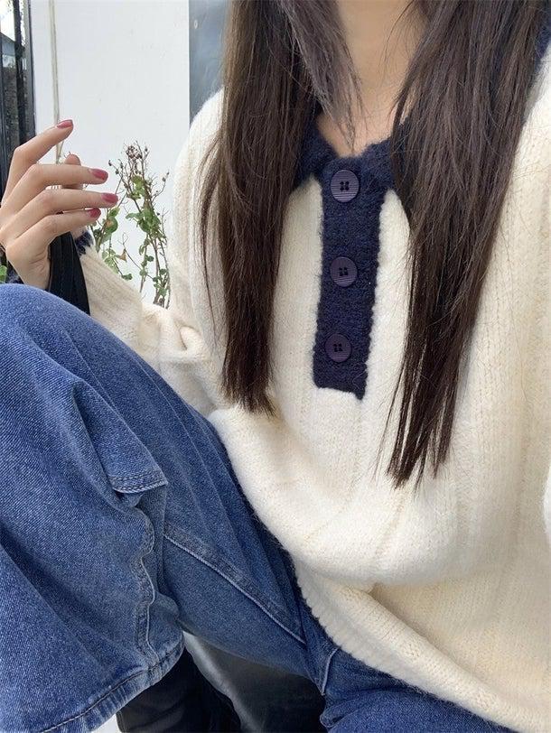 ルーズポロニット 4976-画像8-韓国ファッション通販POPREA［ポップリア］