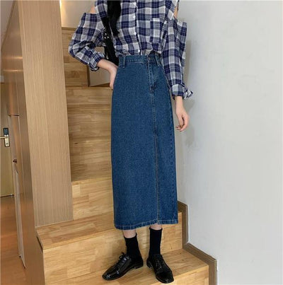 スリットデニムスカート 4760-画像8-韓国ファッション通販POPREA［ポップリア］