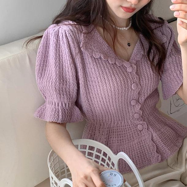 ロマンティックフリルサマーニット 5163-画像8-韓国ファッション通販POPREA［ポップリア］