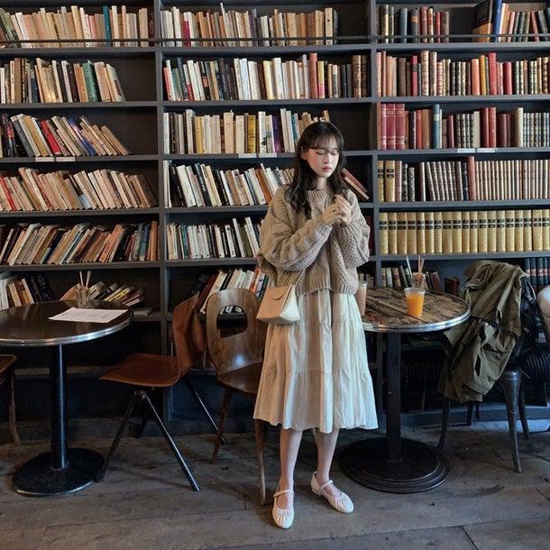 レトロツイストニットワンピースセット 4937-画像8-韓国ファッション通販POPREA［ポップリア］