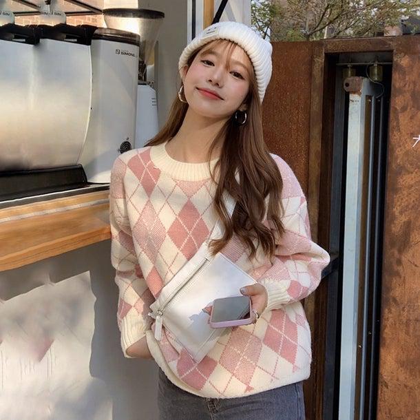 ダイヤ柄カラーニット 4951-画像8-韓国ファッション通販POPREA［ポップリア］