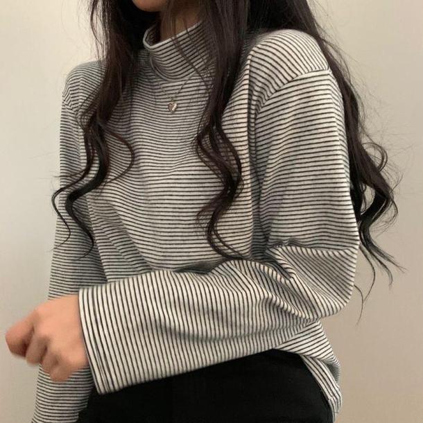 ハイネックボーダートップス 4927-画像8-韓国ファッション通販POPREA［ポップリア］