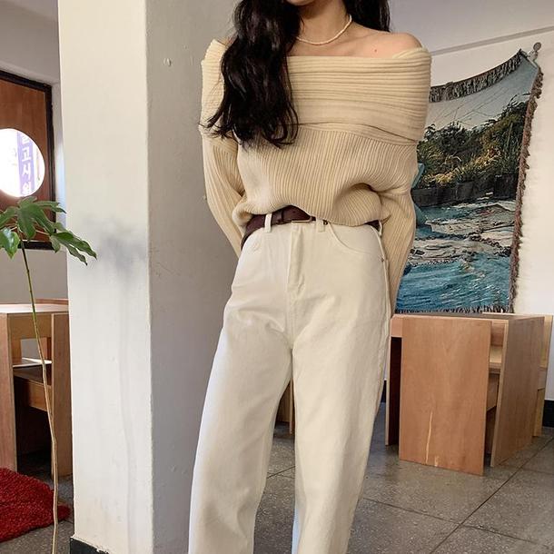 ベーシックオフショルダーリブニット 4788-画像8-韓国ファッション通販POPREA［ポップリア］