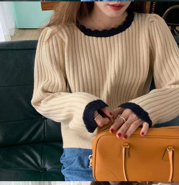 あったかシンプルリブショートニット 4853-画像9-韓国ファッション通販POPREA［ポップリア］