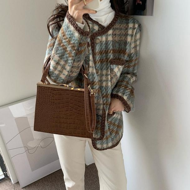 チェック柄ウールショートジャケット 4806-画像9-韓国ファッション通販POPREA［ポップリア］