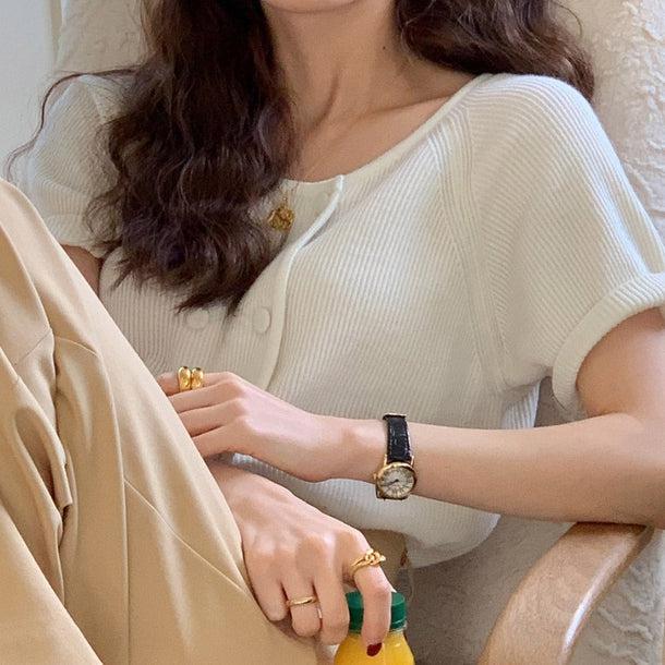 ノーカラーダブルボタンニット 5228-画像9-韓国ファッション通販POPREA［ポップリア］