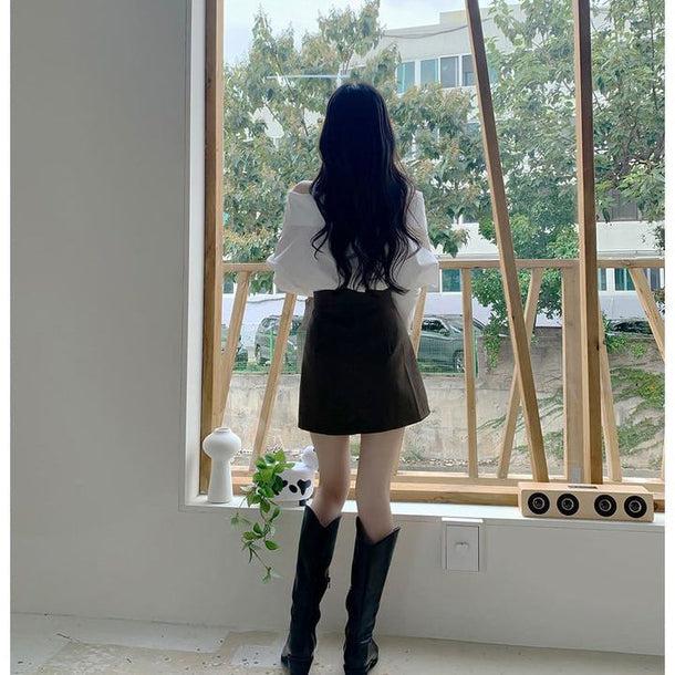 オフショルダーシンプルシャツブラウス 5133-画像9-韓国ファッション通販POPREA［ポップリア］