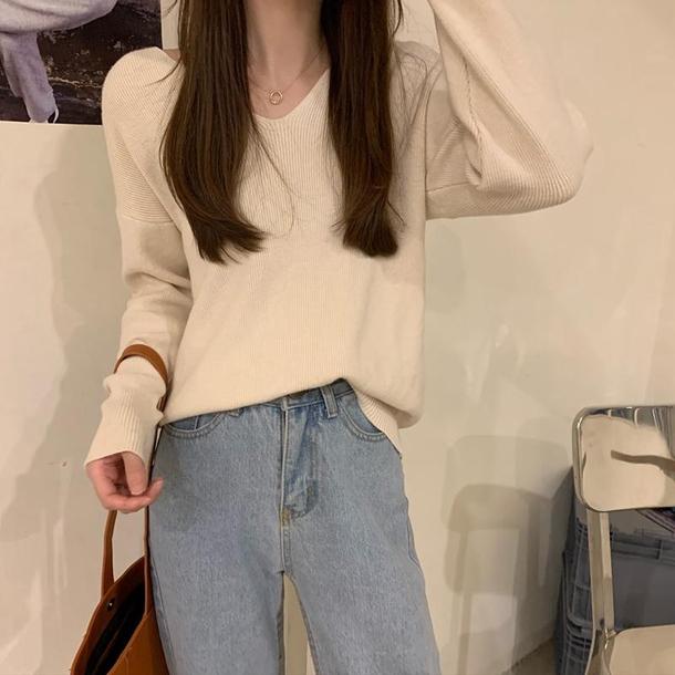 Vネックボタンスリーブトップス 4858-画像9-韓国ファッション通販POPREA［ポップリア］