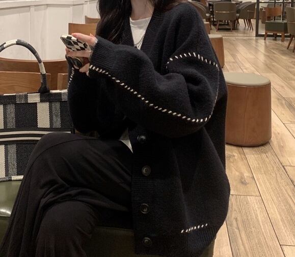 ステッチデザインカーディガン 5048-画像9-韓国ファッション通販POPREA［ポップリア］