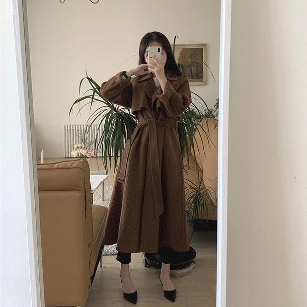 ラペルレディロングコート 4932-画像9-韓国ファッション通販POPREA［ポップリア］