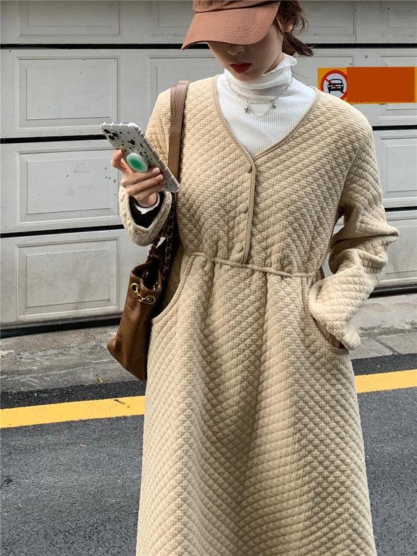 Vネックキルティングワンピース 5033-画像9-韓国ファッション通販POPREA［ポップリア］