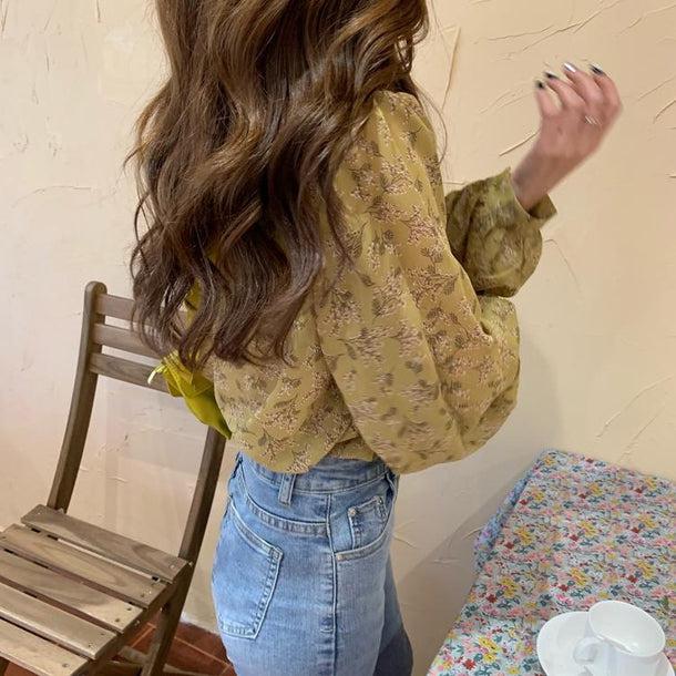 フラワーパターンフリルブラウス﻿ 5144-画像9-韓国ファッション通販POPREA［ポップリア］