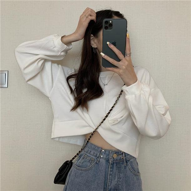 クロップドデザインスウェット 5118-画像9-韓国ファッション通販POPREA［ポップリア］