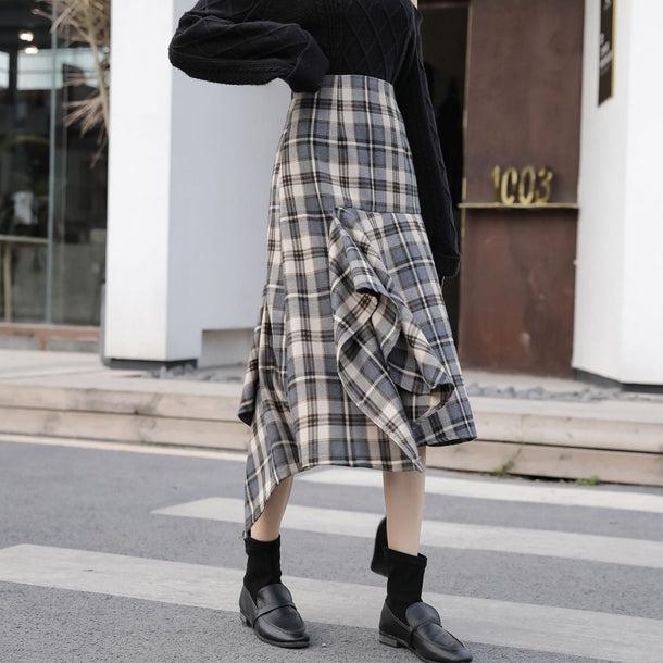 マーメイドフレアチェックスカート 5062-画像9-韓国ファッション通販POPREA［ポップリア］