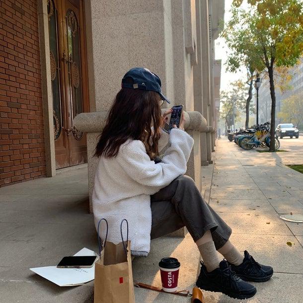 リバーシブルチェックボアジャケット 4934-画像9-韓国ファッション通販POPREA［ポップリア］