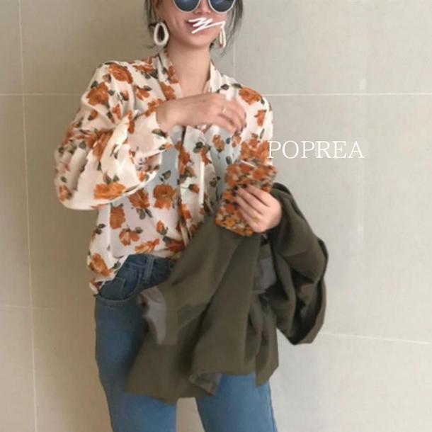 フラワータイリボンブラウス 4991-画像9-韓国ファッション通販POPREA［ポップリア］