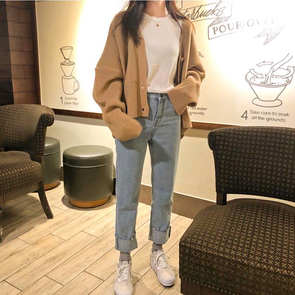 Vネックショートニットカーディガン 5041-画像9-韓国ファッション通販POPREA［ポップリア］