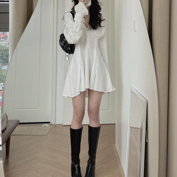 タックフレアシャツワンピ 5583-画像9-韓国ファッション通販POPREA［ポップリア］