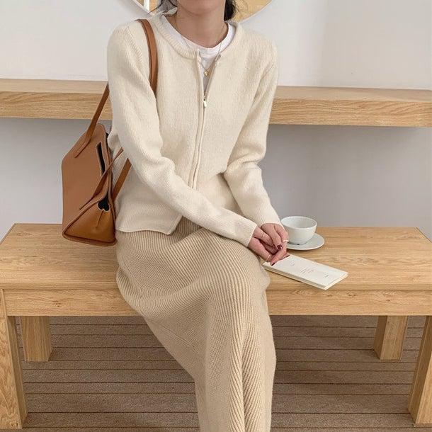 ラウンドネックジッパーカーディガン 4968-画像9-韓国ファッション通販POPREA［ポップリア］