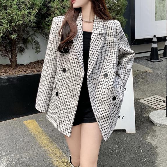 ミニバッグ付きチェック柄ジャケット 4730-画像9-韓国ファッション通販POPREA［ポップリア］