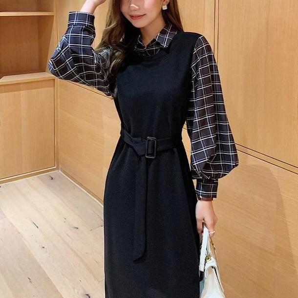 フェイクブラウス＆ブラックジャンスカドレス 4738-画像9-韓国ファッション通販POPREA［ポップリア］