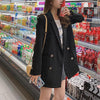 チェック袖ブラックロングジャケット 4729-画像9-韓国ファッション通販POPREA［ポップリア］
