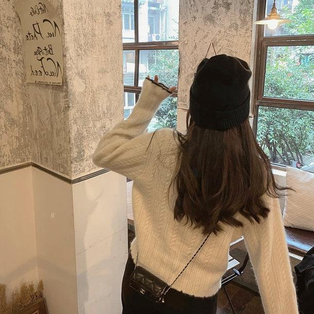 フリル襟ニットカーディガン 5032-画像9-韓国ファッション通販POPREA［ポップリア］