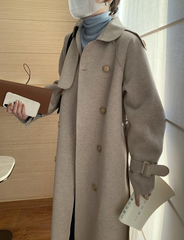 ダブルブレストベルトロングコート 4906-画像9-韓国ファッション通販POPREA［ポップリア］
