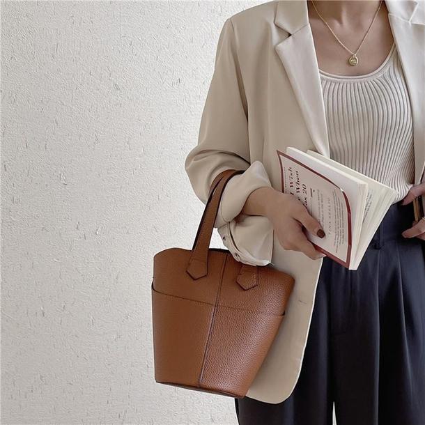 レザー調ポータブルバケットバッグ 4835-画像9-韓国ファッション通販POPREA［ポップリア］