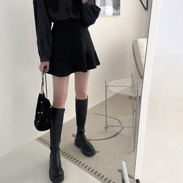 アシンメトリー切り替えミニスカート 5114-画像9-韓国ファッション通販POPREA［ポップリア］