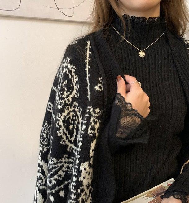 レースハイネック袖リブニット 4970-画像9-韓国ファッション通販POPREA［ポップリア］